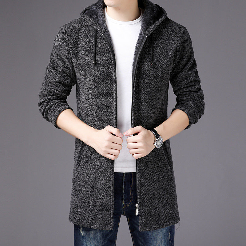 Street-Wave Hooded Zip Jacket For Men Cozy Soft Knit Fabric Versatile Everyday Wear For All Seasons