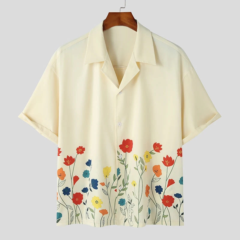 Floral Print Short Sleeve Shirt For Men By Street Wave Premium Breathable Fabric