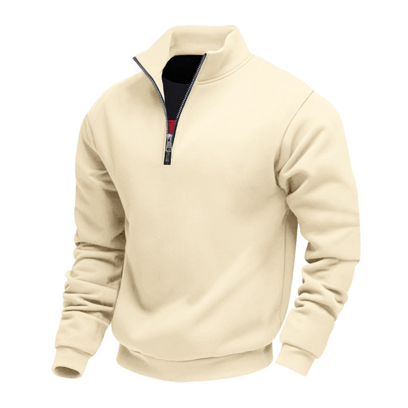 Street Wave Men Lightweight Fleece Pullover With Stand Collar Half Zip Cozy Comfort