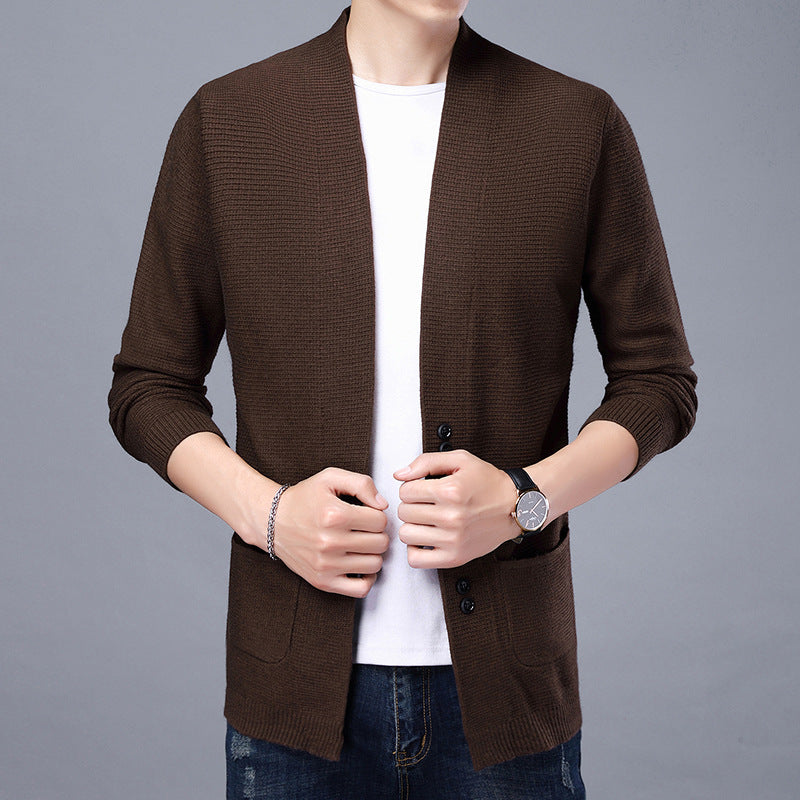Streetwave Mens Knit Cardigan With Relaxed Shawl Collar And Patch Pockets Premium Cotton Blend For Casual Everyday Wear