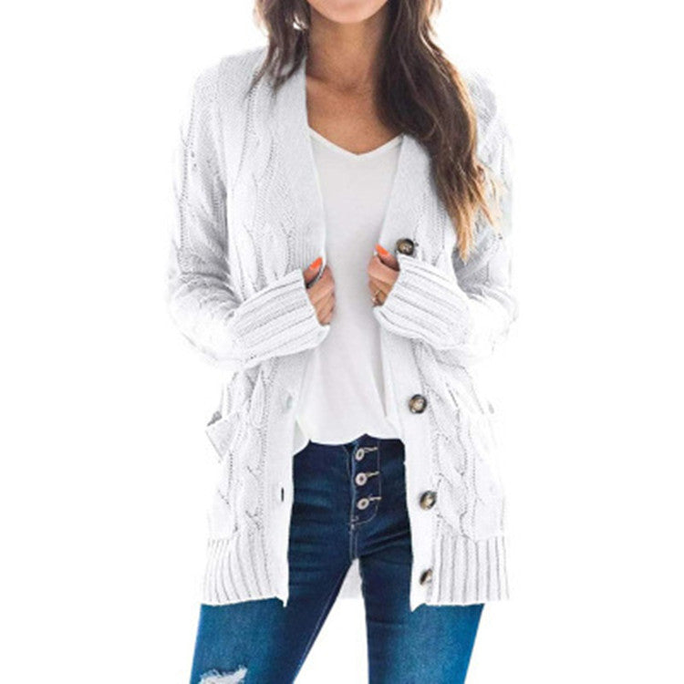 Streetwave Women's Chunky Knit Cardigan With Cable Pattern And Pockets Cozy Everyday Essential
