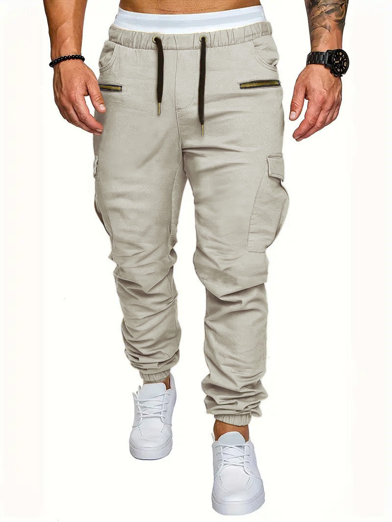 Mens Cargo Joggers With Elastic Waistband And Zippered Pockets By Street Wave For Active Men