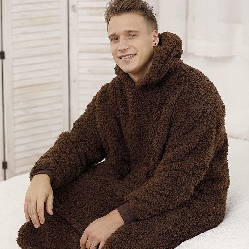Streetwave Men Fleece Bathrobe Cozy Plush With Hood And Pockets For Home Relaxation And Warmth