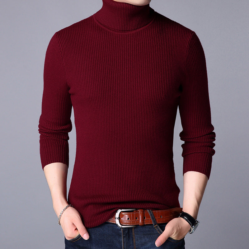 Street-wave Men Fine Knit Roll Neck Sweater Breathable Comfort For Men Classic Fit