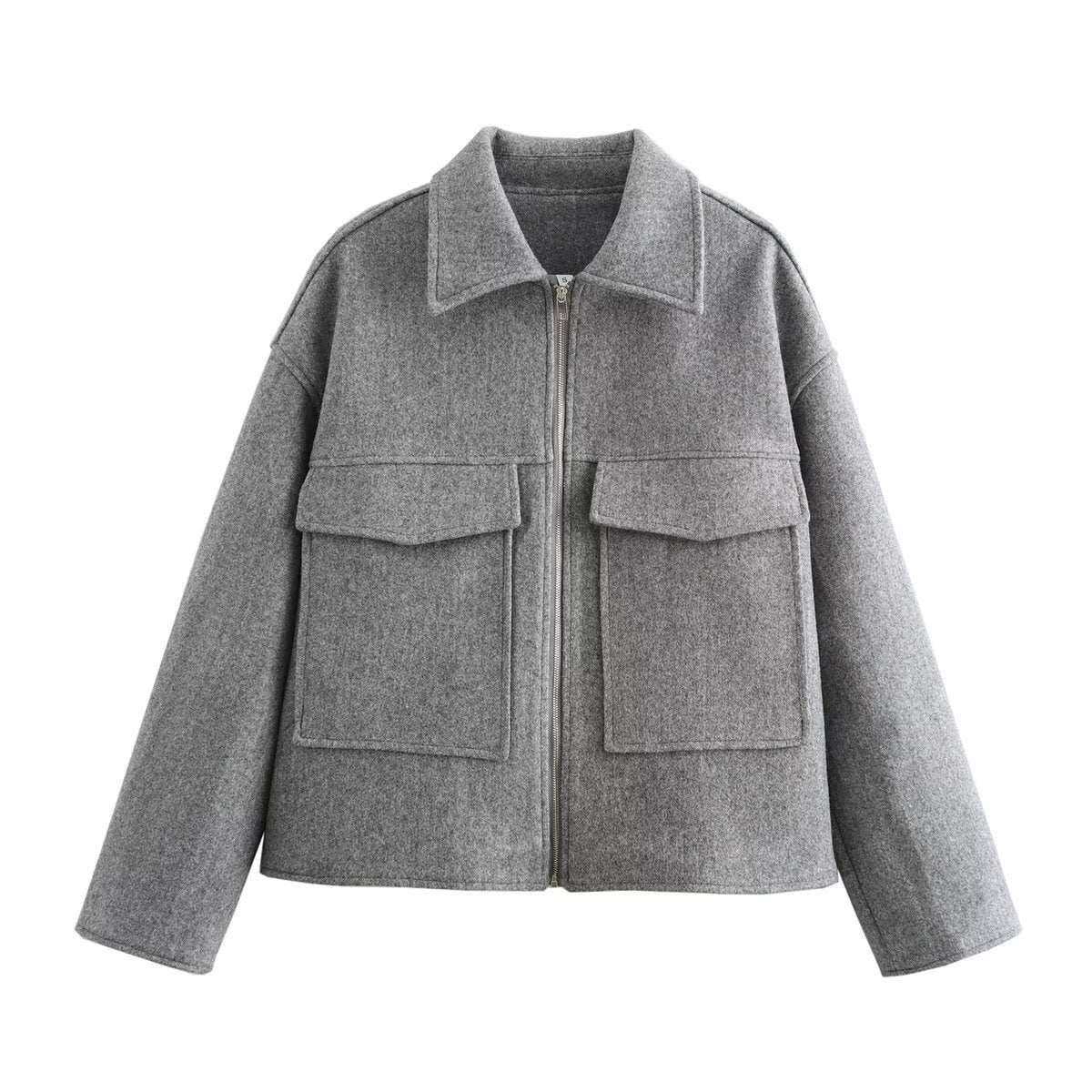 Street-wave Women's Casual Zip Jacket With Front Patch Pockets For Everyday Comfort