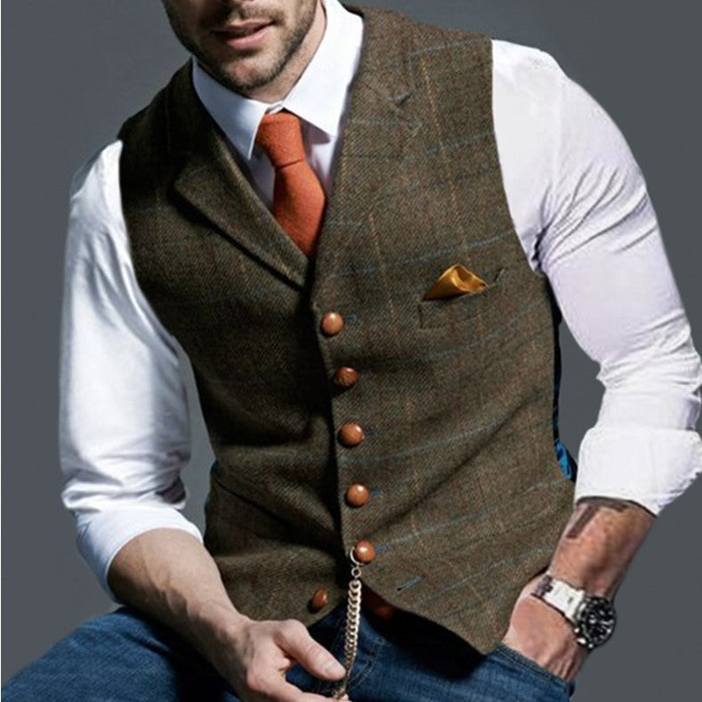 Street-wave Men's Elegant Waistcoat Vest With Breathable Durable Fabric For Formal Events