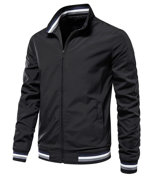 Street-wave Men's Fashion Bomber Jacket With Elastic Cuffs Durable And Stylish Everyday Streetwear