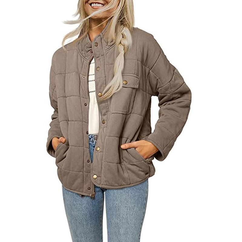 Womens Quilted Jacket Streetwave With Decorative Button Warm Cozy Outerwear For Everyday Comfort