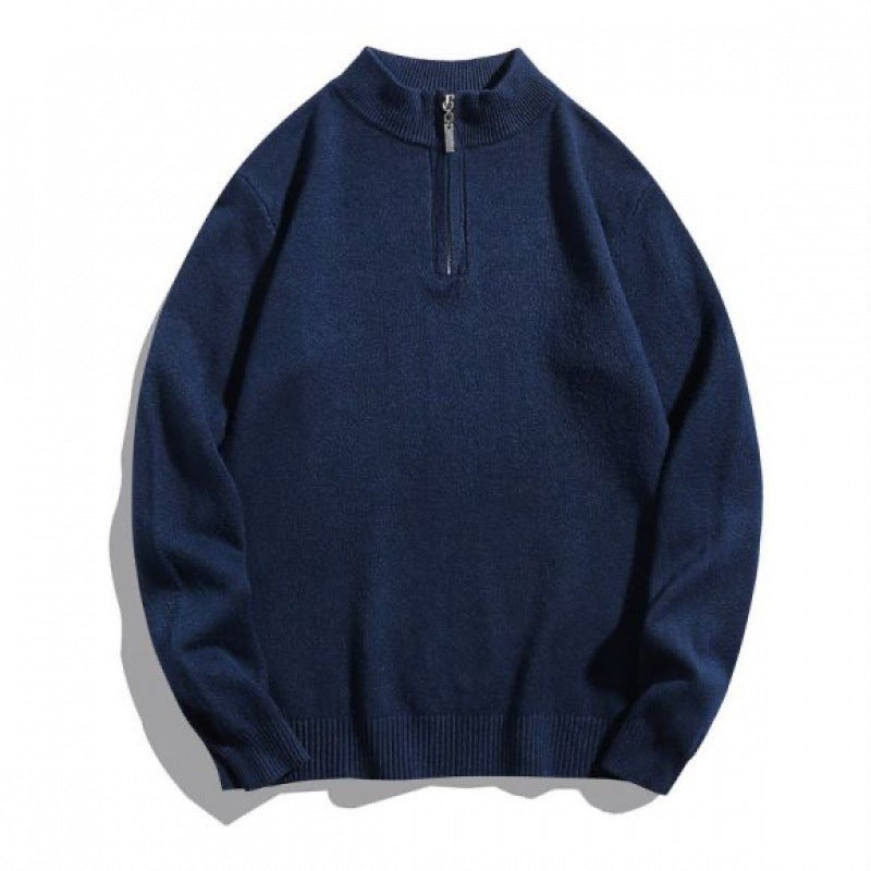Street-wave Men's Cozy Zip Neck Turtleneck Sweater For Casual Comfort And Everyday Style