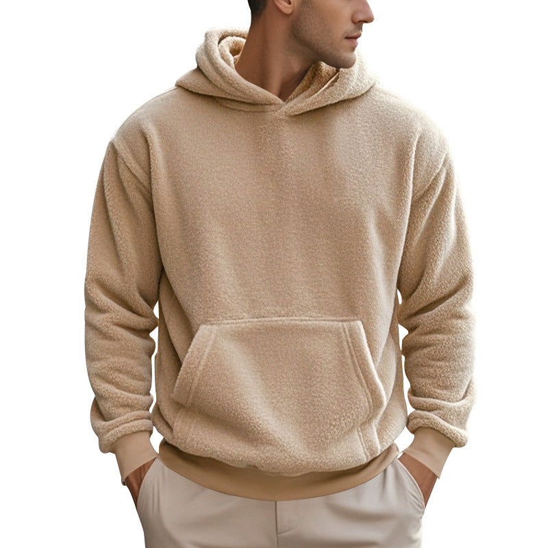 Street Wave Men's Fleece Hoodie With Kangaroo Pocket Modern Cut For Cold Weather Comfort