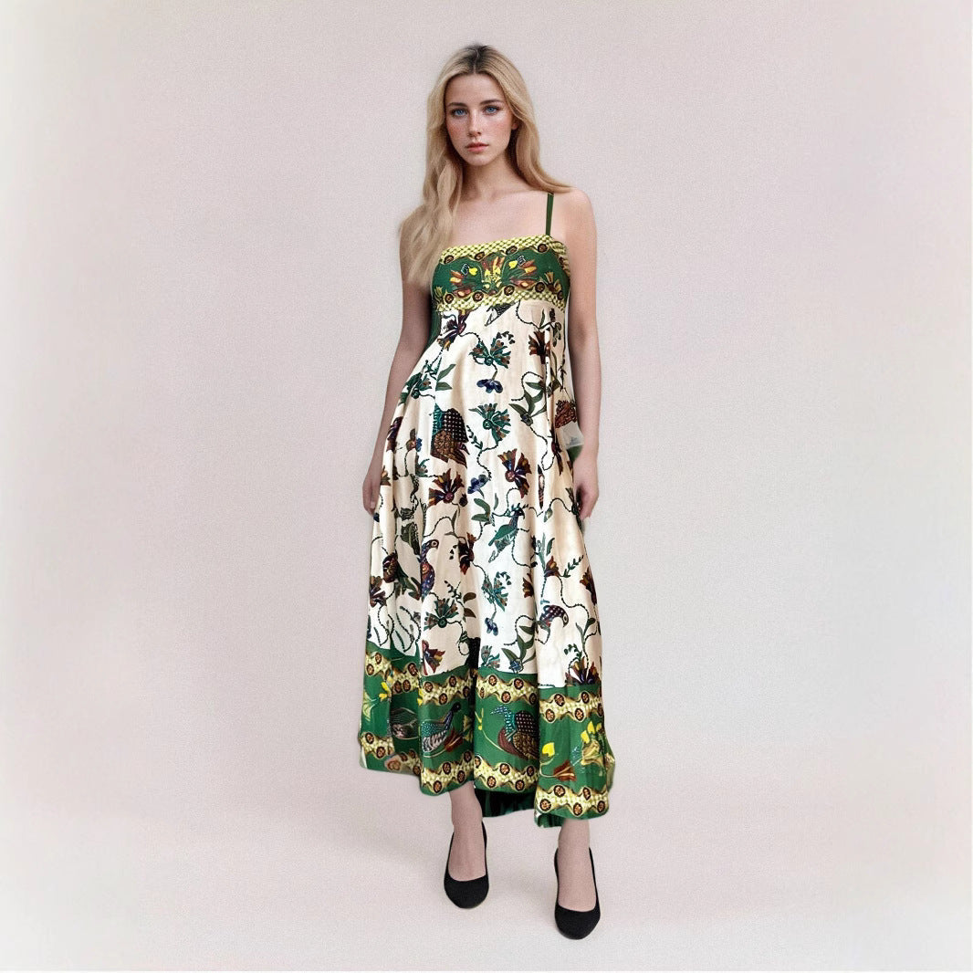 Street-Wave Women's Maxi Dress Strapless High Waist Flowy Chic Abstract Print