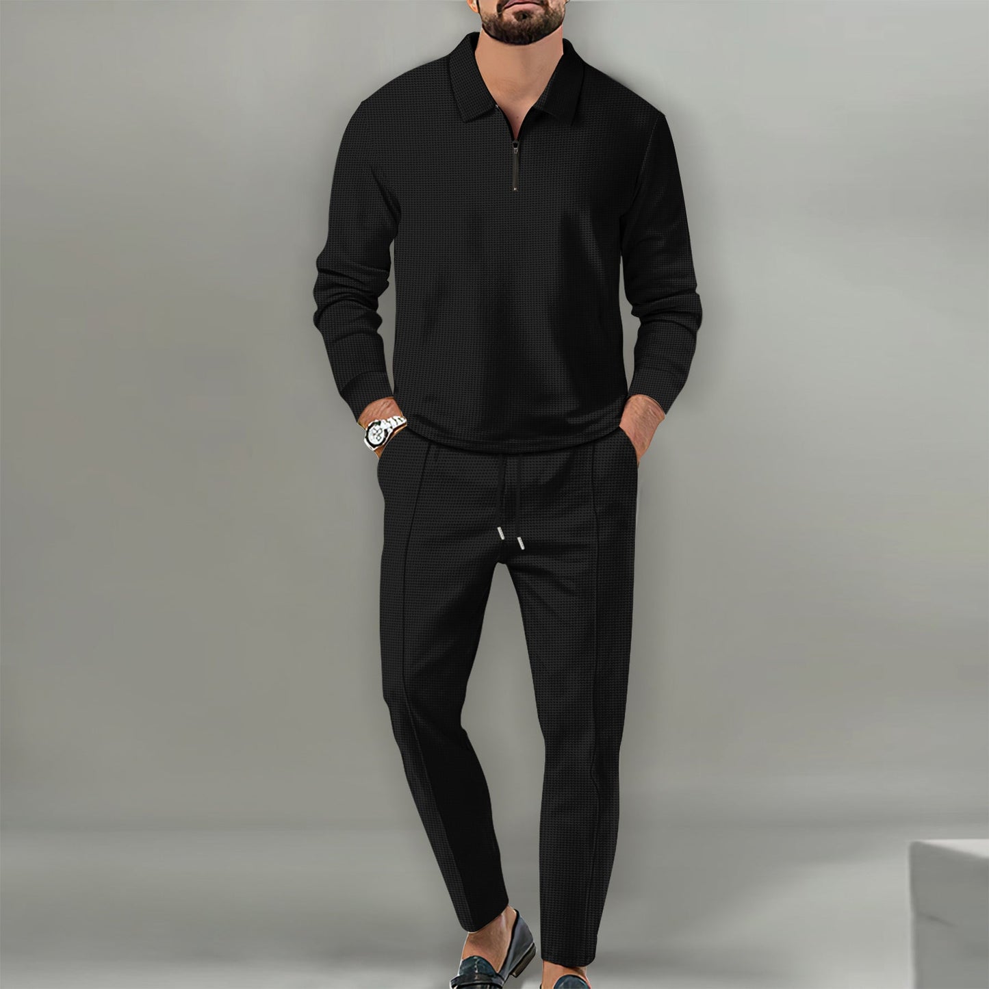 Zip Up Sweater Set For Men Streetwave Slim Fit Pants All Day Comfort Modern Style