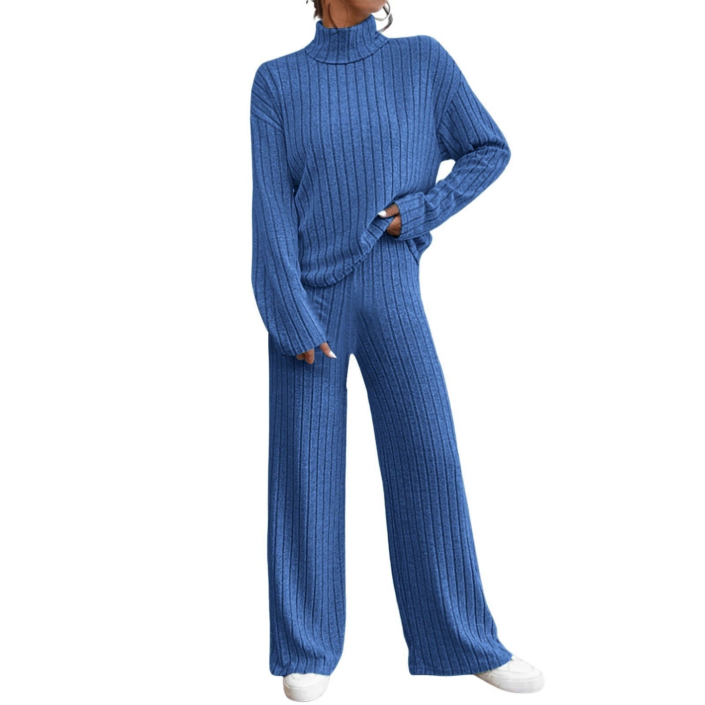 Chunky Knit Two-Piece Set With High Neck By Street-wave For Women Cozy Wide-Fit Comfort