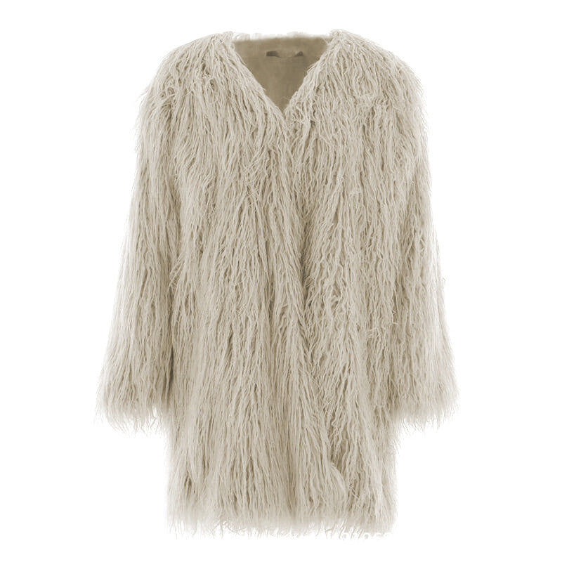 Street-wave Plush Faux Fur Coat For Women Long Coat Luxurious Cozy Warmth Chic Premium Statement