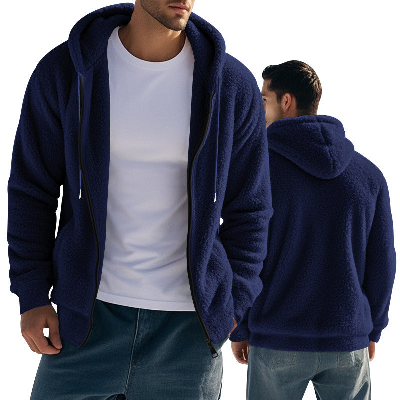 Men's Fleece Hoodie With Kangaroo Pocket And Zip Front By Street-wave Cozy Warm Everyday Essential For Men