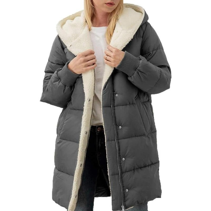 Street-Wave Nina Reversible Cotton Puffer Coat With Hood For Women Cozy Winter Luxury