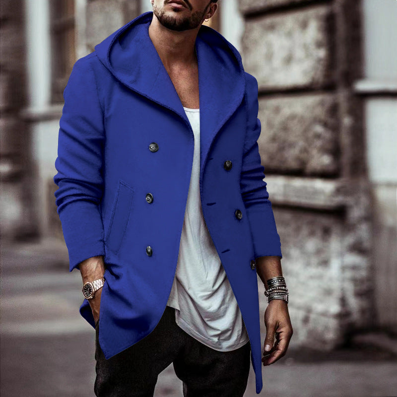 Streetwave Mens Stylish Hoodie Coat With Double Button Closure And Wide Collar Winter Ready