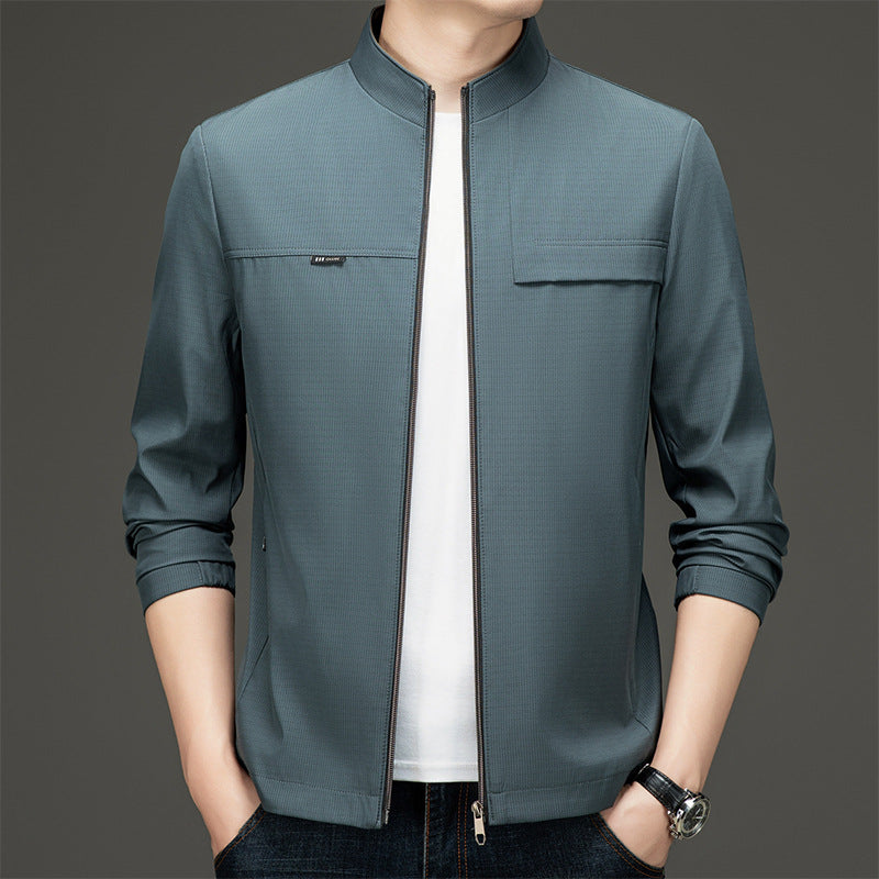 Street-wave Men's Transitional Jacket With Stand Collar Breathable Lightweight Outerwear