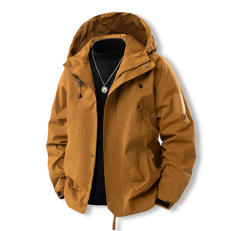 Street Wave Mens Outdoor Jacket With Adjustable Hood And Practical Pockets Waterproof Breathable
