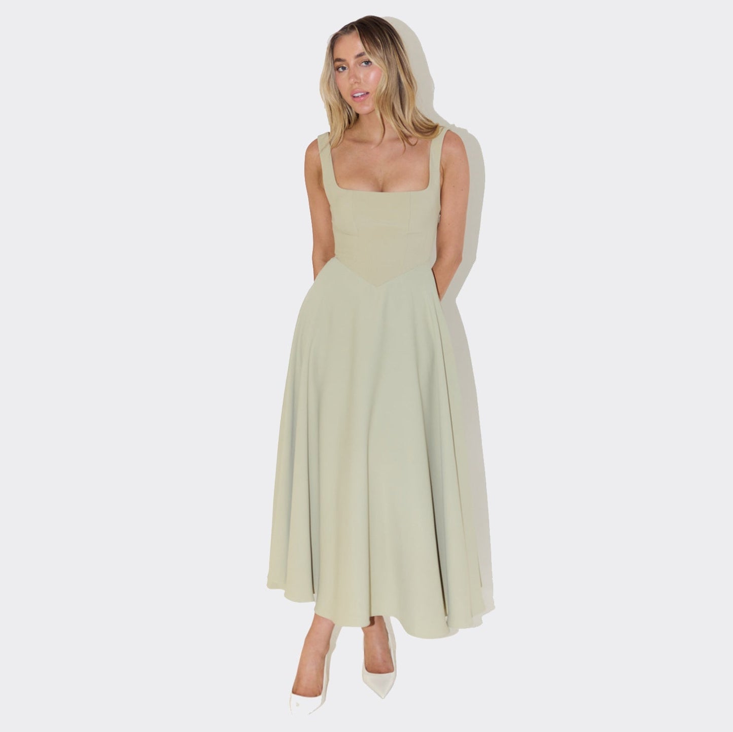 Elegant Maxi Dress Street-wave for Women A-Line Silhouette Square Neckline Ideal for Sophisticated Evenings