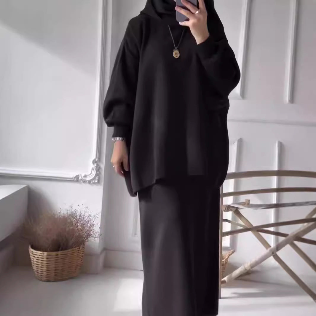 Street-Wave Women Casual Knit Set With Oversized Top And Slim Midi Skirt For Everyday Chic
