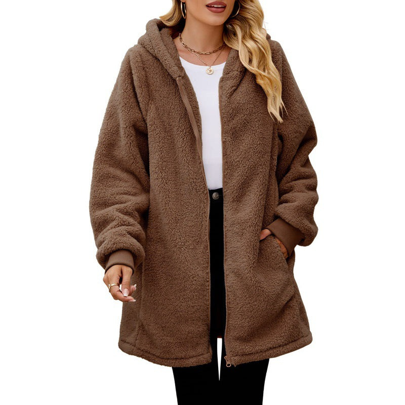 Street-wave Women's Cozy Fleece Hooded Jacket for Warmth, Soft Comfort and Style