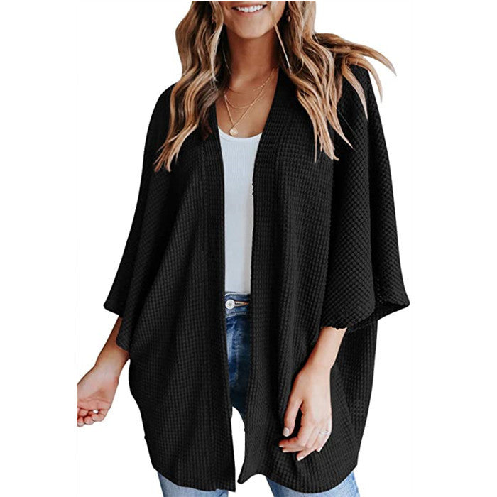 Street-Wave Women's Waffle Knit Cardigan Cozy Versatile Everyday Layer Perfect for Casual Wear