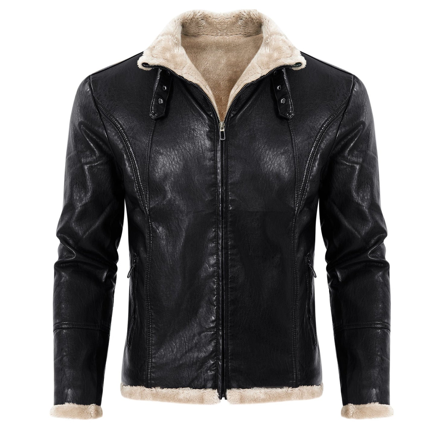 Mens Faux Leather Jacket With Warm Lining By Street-wave Stylish Winter Outerwear For Men