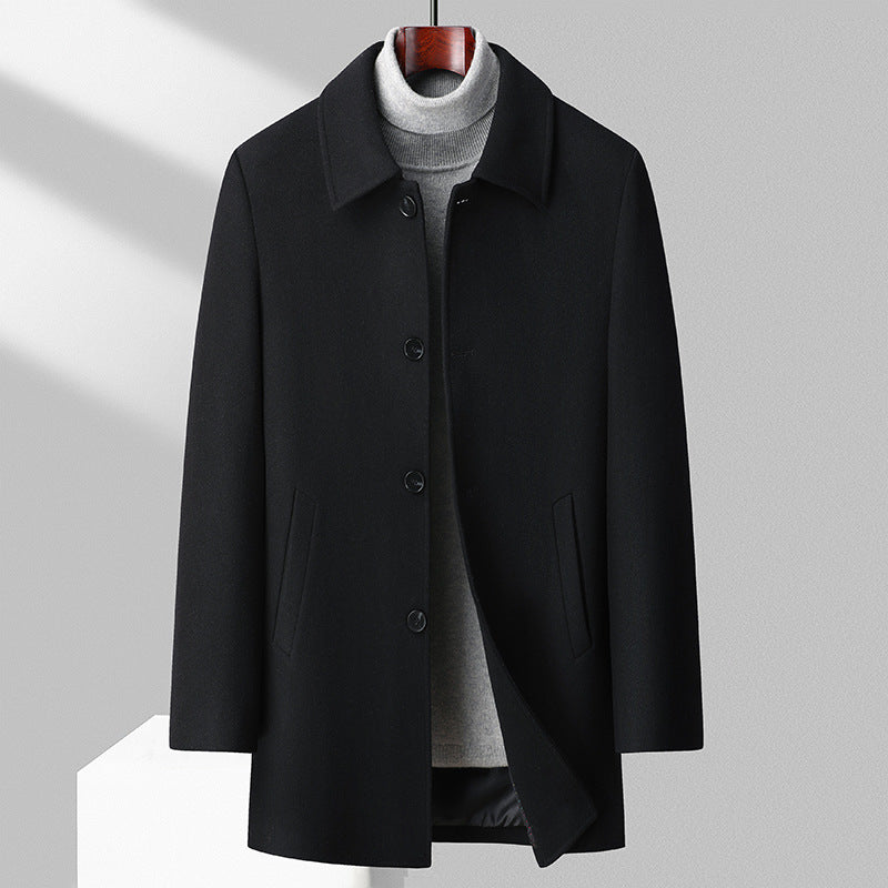 Nordisk Flair Men’s Mid Length Wool Blend Coat Regular Fit Spread Collar Fully Lined Outerwear