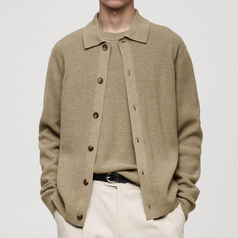 Men's Cardigan With Modern Collar By Street-wave Premium Knitwear For Everyday Style