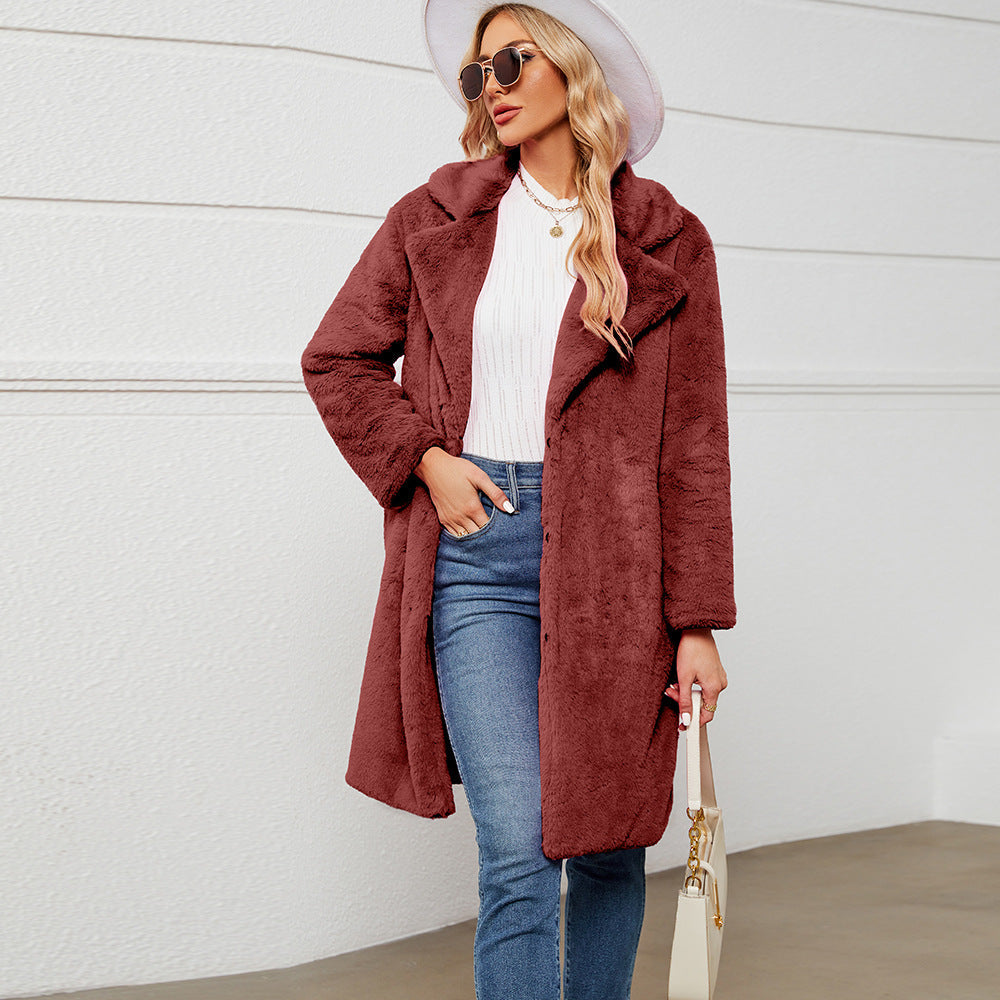 Streetwave Womens Faux Fur Coat Deep Collar Luxurious Comfort For Style Savvy Women