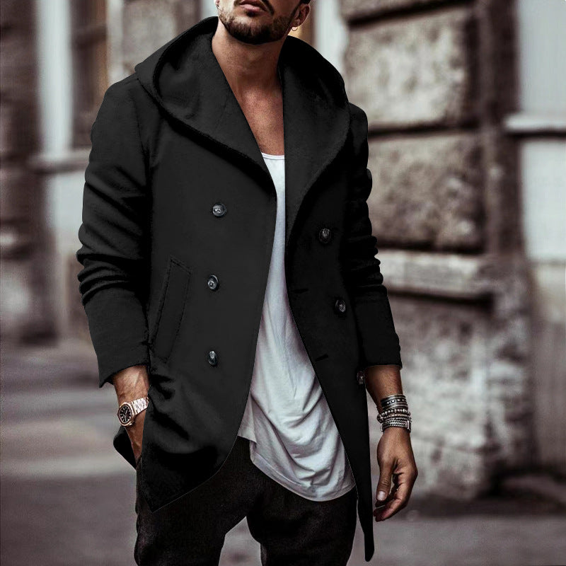 Streetwave Mens Stylish Hoodie Coat With Double Button Closure And Wide Collar Winter Ready