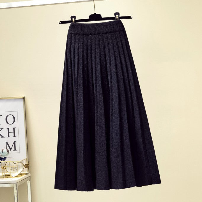 Street-wave Pleated Maxi Knit Skirt for Women Elegant Comfortable Everyday Wear Chic