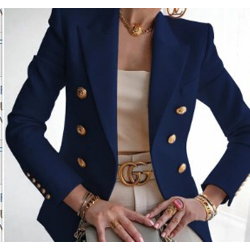 Womens Blazer With Gold Button Detail By Street-Wave Timeless Classic Fit For Professionals
