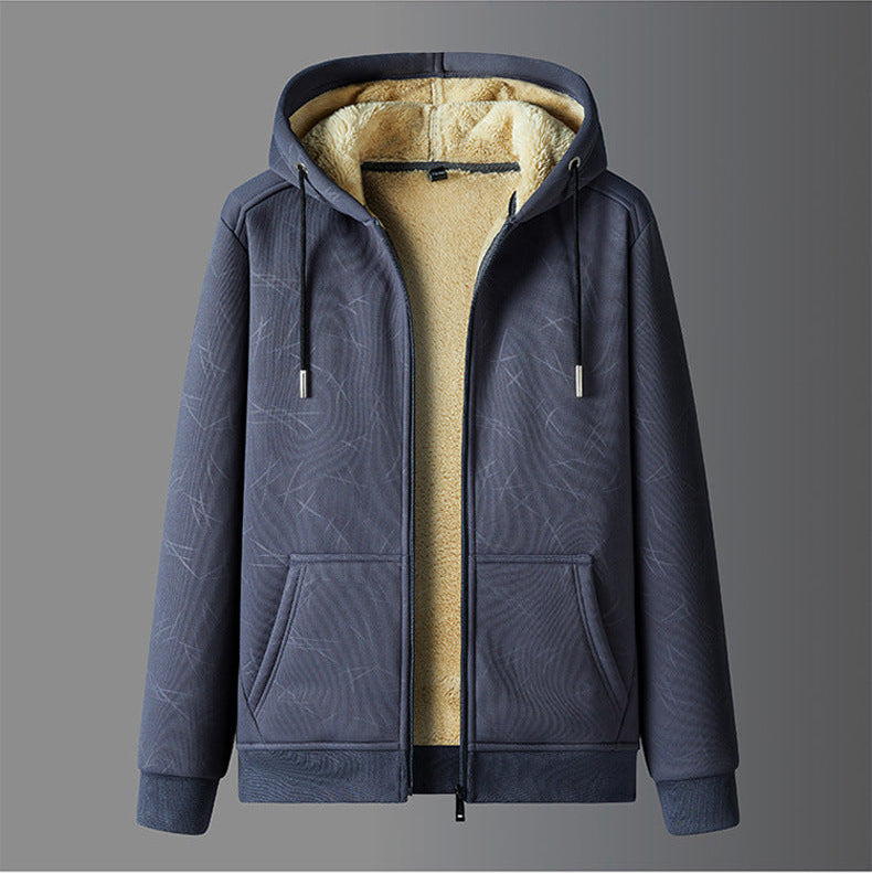 Mens Hooded Zip Up Sherpa Lined Fleece Jacket Full Zip Regular Fit Warm Winter Outerwear Street-Wave
