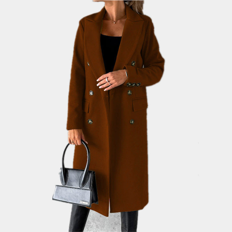 Street-Wave Women Trench Coat Double-Breasted Button Front With Practical Pockets Timeless Elegance