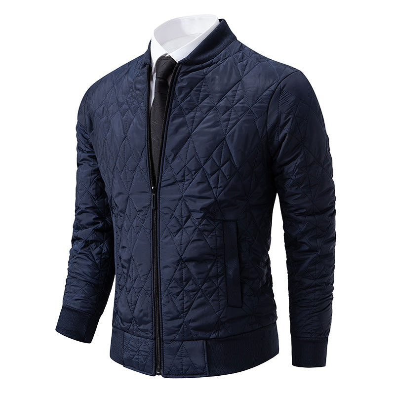 Men's Quilted Jacket With High Collar Street-wave Premium Versatile Transitional Outerwear For Men
