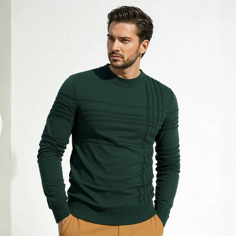 Premium Men's High-Neck Structured Knit Sweater Street-Wave