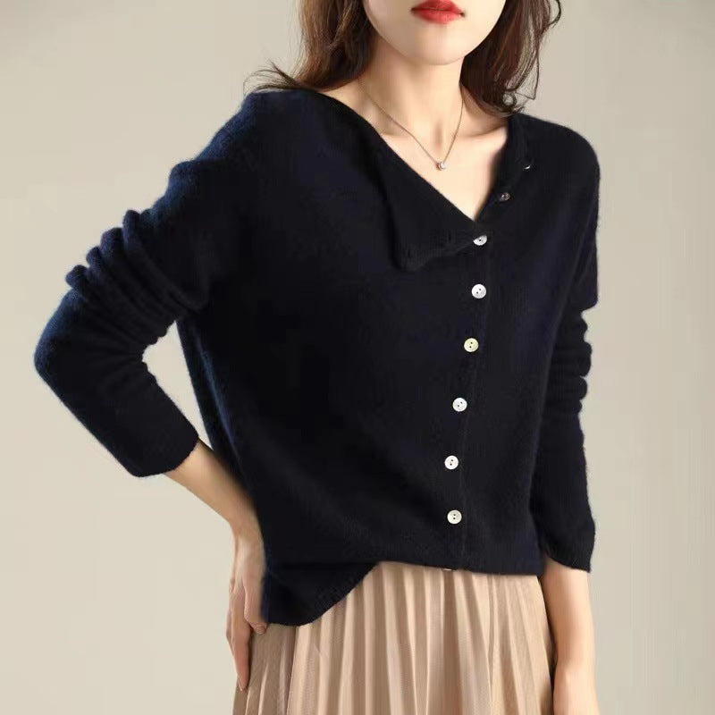 Street-Wave Button Front Cardigan For Women Classic Long Sleeve Knit For Effortless Chic Warmth