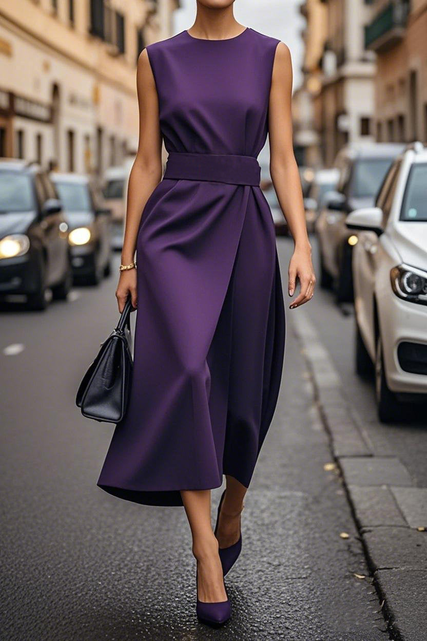 Street Wave Elegant Maxi Dress With Belt For Women Flowy Fit Luxurious Comfort Timeless Evening Wear