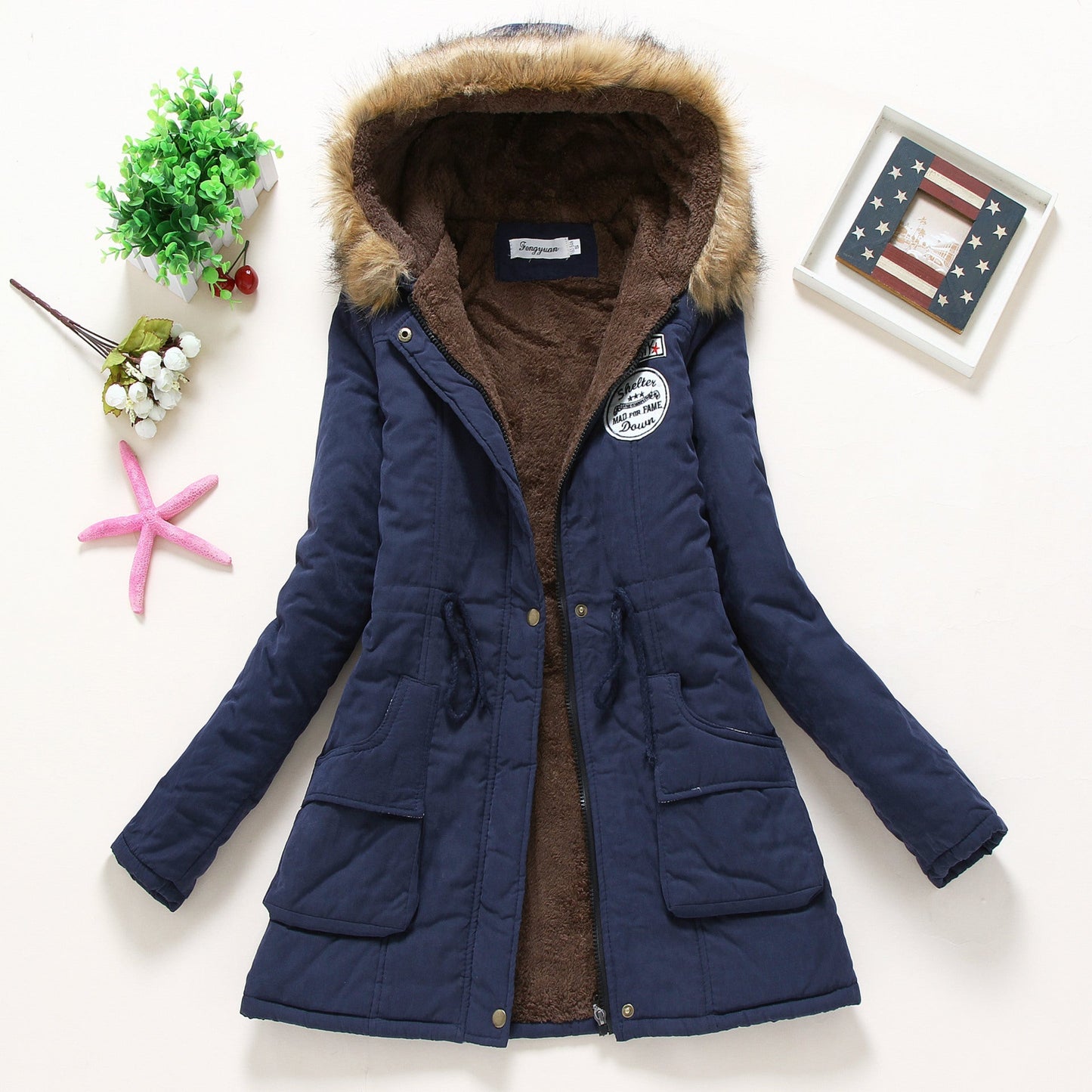 Street Wave Womens Quilted Parka With Hood And Faux Fur Lining UltraWarm Insulated Winter Coat For Cold Weather