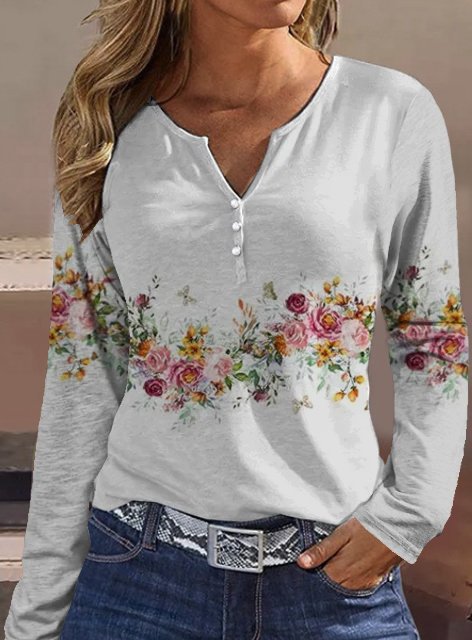 Floral Long Sleeve Shirt For Women By Street-Wave With Button Details And Soft Breathable Fabric