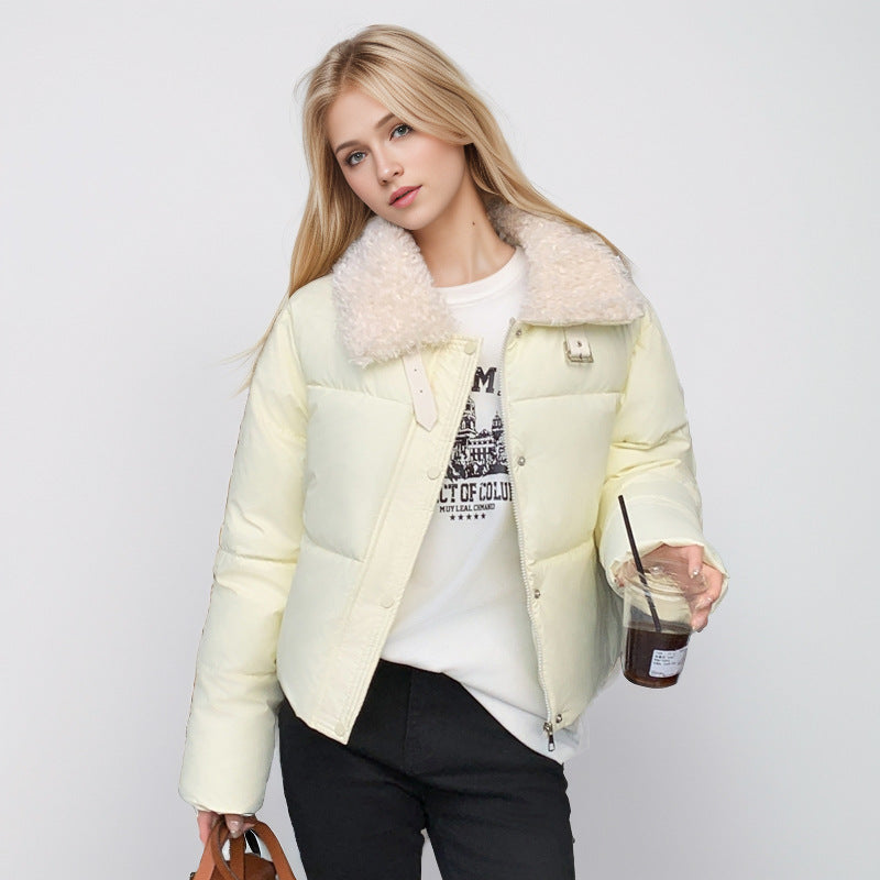 Street-wave Womens Short Padded Winter Jacket With Faux Fur Collar For Cold Weather Comfort And Style