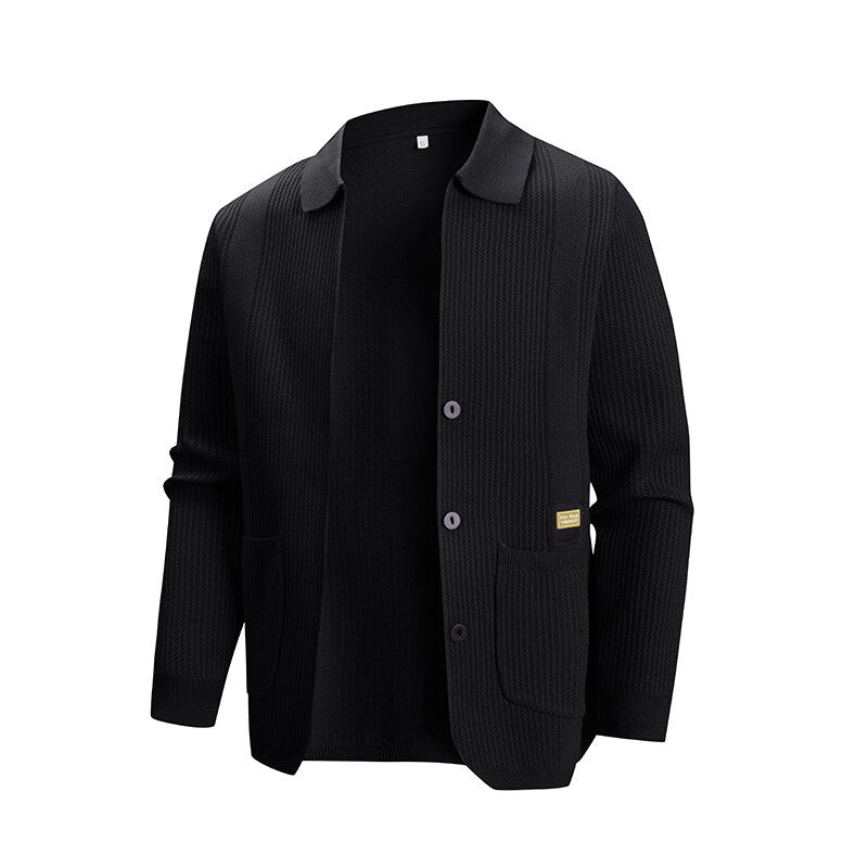 Street Wave Mens Knit Cardigan For Men With Modern Rib Pattern Soft Cozy Knit And Practical Pockets