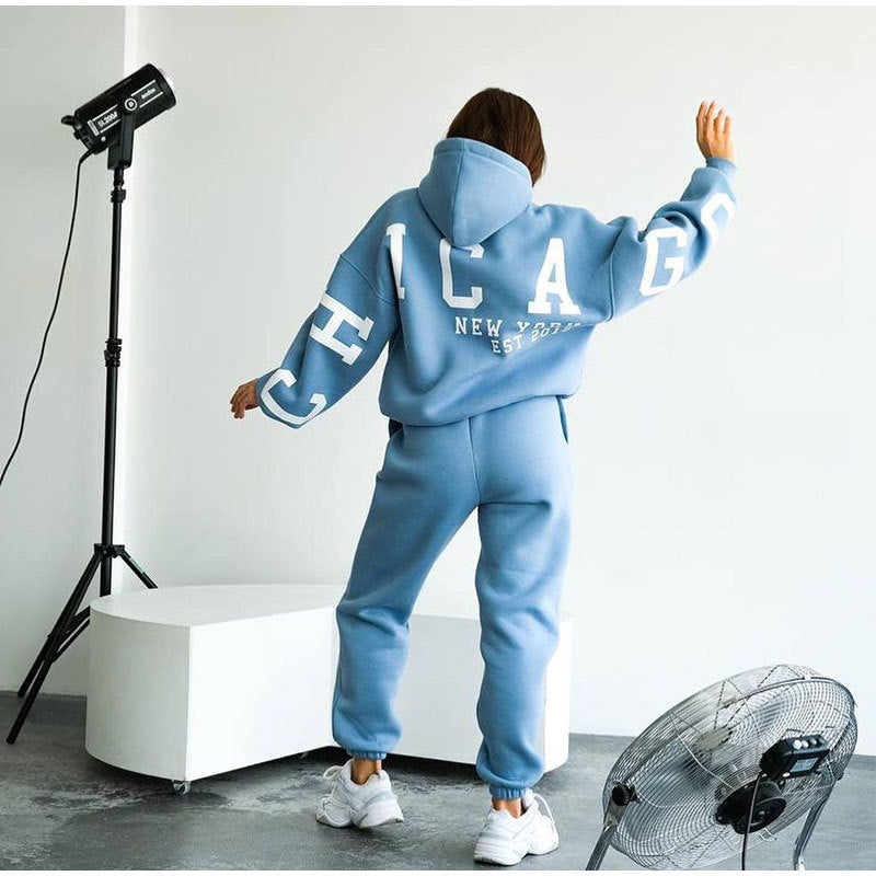 Streetwave Women's Oversized Hoodie Sweat Set With Elastic Waistband For Ultra Cozy Comfort