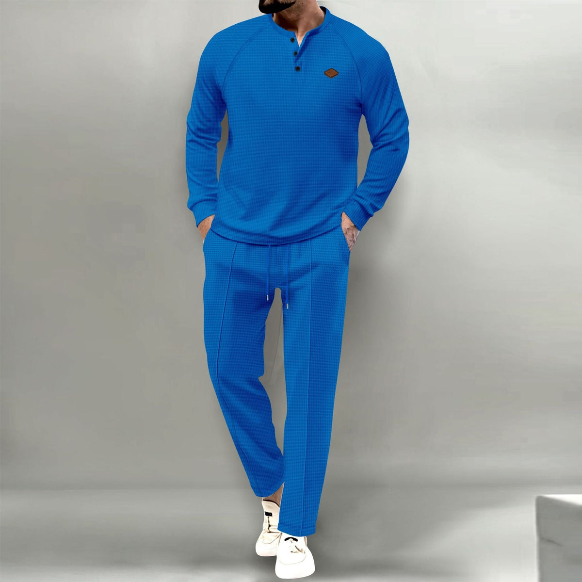 Street-Wave Mens Premium Lounge Set With Button Placket Top And Elegant Pocket Pants