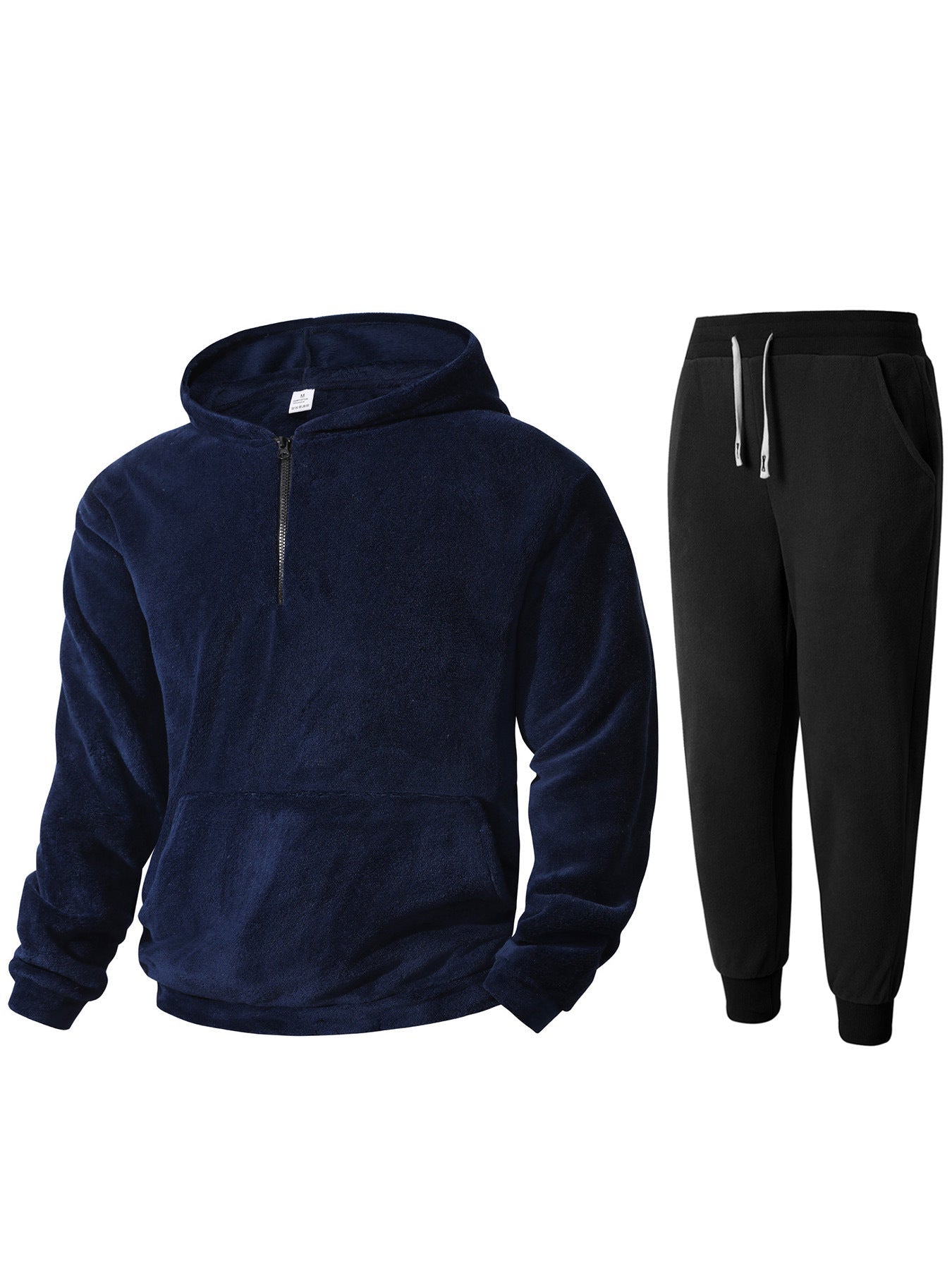 Streetwave Mens Cozy Fleece Hoodie And Jogger Set With Zip Front And Kangaroo Pocket