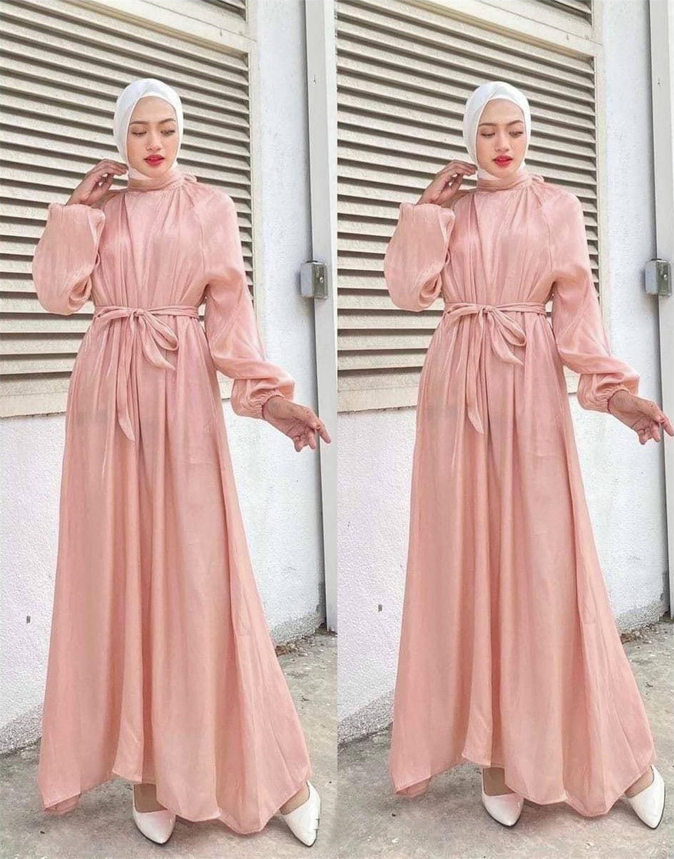 Street Wave Women Elegant Long Sleeve Dress With Waist Belt Flattering Flowing Silhouette