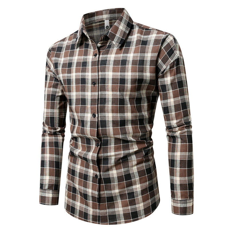 Street-wave Men's Plaid Long Sleeve Shirt Modern Fit Breathable Cotton Comfort Everyday Wear