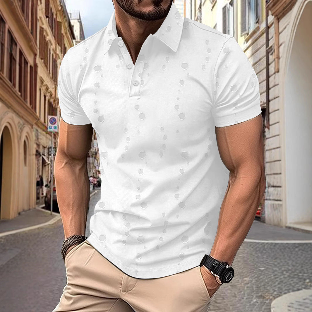 Street-Wave Mens Slim Fit Pique Polo Shirt With Subtle Pattern Breathable Knit